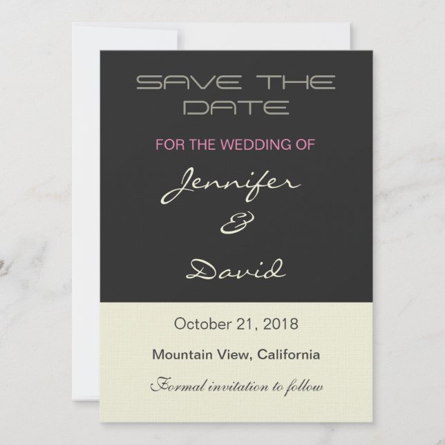 Linen Beige Grey Modern Wedding Invitation (Front)