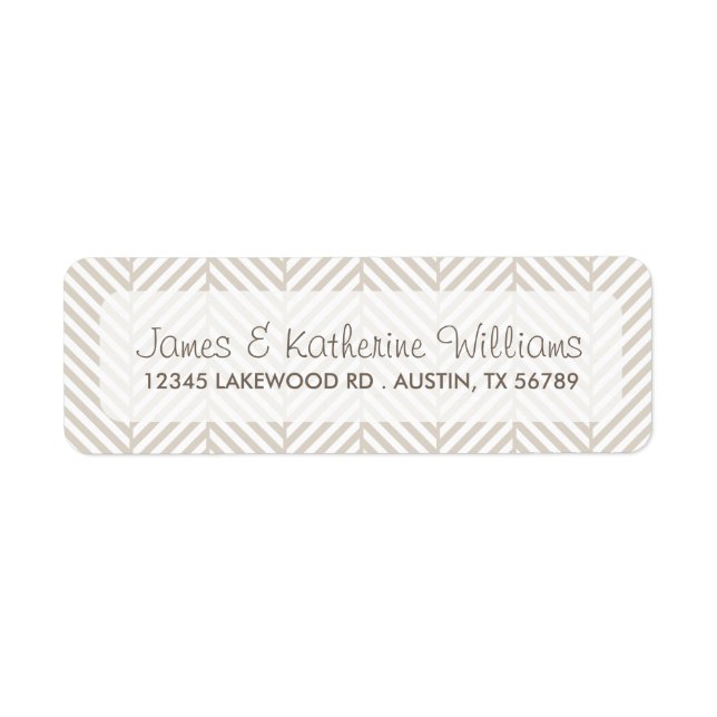 Linen Beige Herringbone Chevron Modern Wedding (Front)