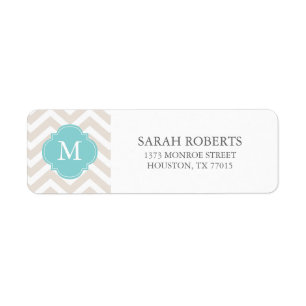 Linen Beige & Mint Zigzags Pattern Monogram