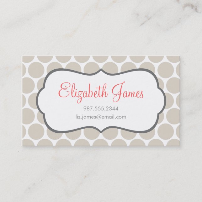 Linen Beige Mod Big Dots Business Card (Front)