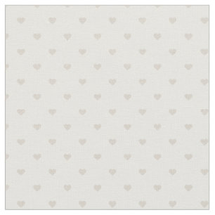 Linen Beige Polka Dot Hearts Fabric
