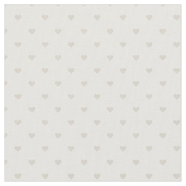 Linen Beige Polka Dot Hearts Fabric (Close Up)