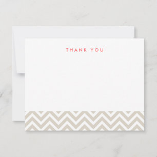 Linen Beige Simple Chevron Merci Cartes de notes