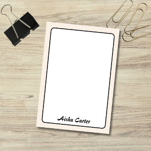 Linen Border Minimalist Professional Name Post-it Notes