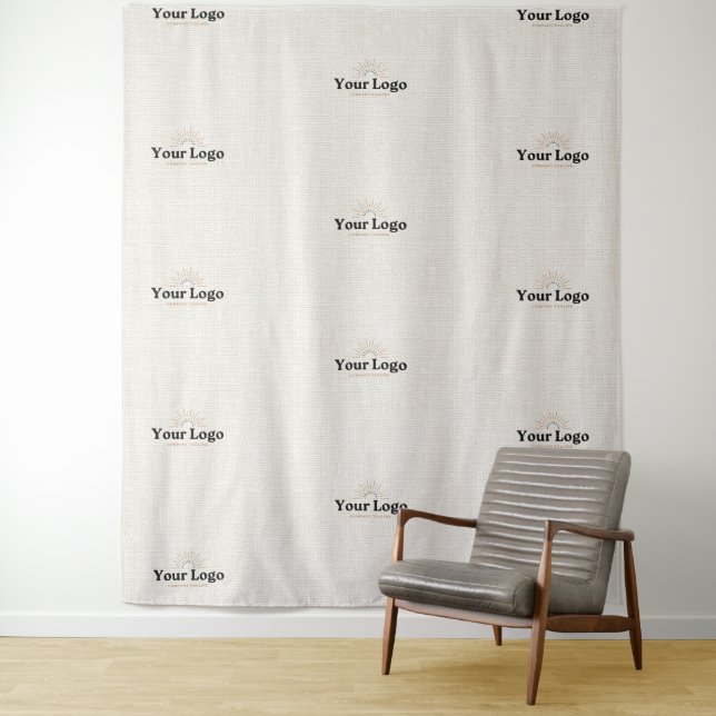 Linen Business Logo Event Step & Repeat Backdrop Tapestry (In Situ)