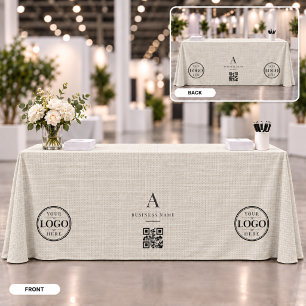 Linen Business QR Code Logo Table Banner Tablecloth