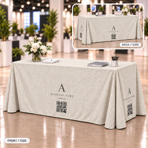 Linen Business QR Code Table Banner Tablecloth