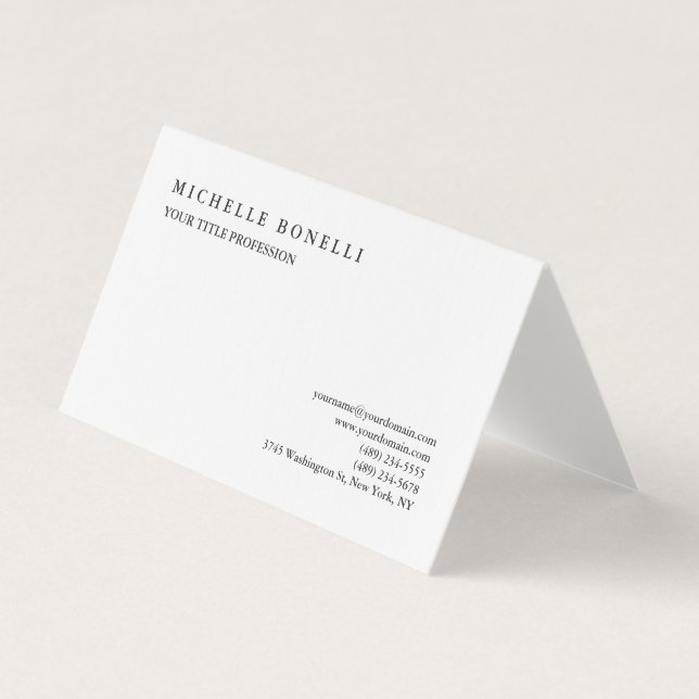 Linen Classical Plain Professional Business Card (Front)