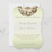 Linen Daisy Lime Green Nature Wedding Invitation