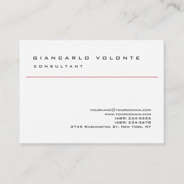 Linen Elegant Simple Plain Professional Business Card (Front)