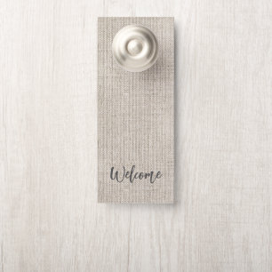Linen Fabric Natural Timeless WELCOME / PRIVACY Door Hanger