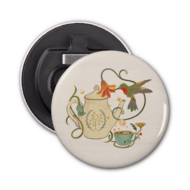 Linen Faecore floral Tea Party Bottle Opener (Front)