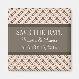 Linen Fancy Lattice Save the Date Magnet