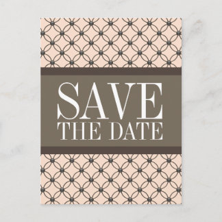 Linen Fancy Lattice Save the Date Postcard