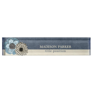 Linen Flowers Nameplate