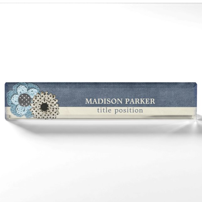 Linen Flowers  Nameplate (Front)