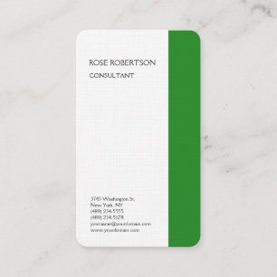 Linen Forest Green White Minimalist Professional Business Card