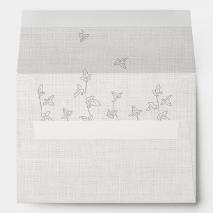 Linen Look Background Design With Blue Ivy Leaf  Envelope