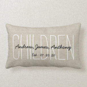 Linen Look Children Personalized Keepsake Lumbar Pillow