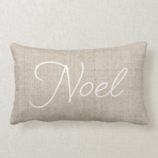 Linen Look NOEL Lumbar Holiday Pillow
