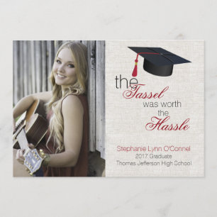 Linen Look Photo Graduation Announcement
