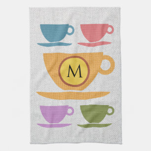 Linen Look Teacups Kitchen Towels