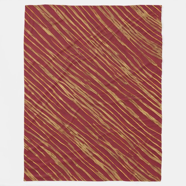 Linen Luxury Modern Burgundy Gold Collection Fleece Blanket (Front)