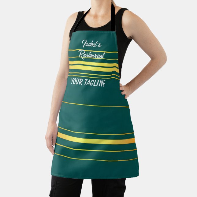 Linen Luxury Modern Green Gold Texture Collection Apron (Insitu)