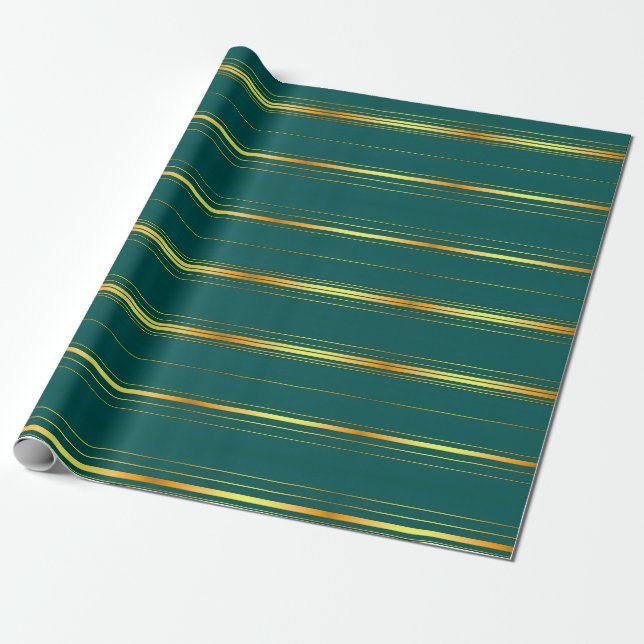 Linen Luxury Modern Green Gold Texture Collection Wrapping Paper (Unrolled)