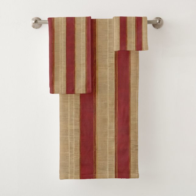 Linen Luxury Trendy Burgundy Gold Collection Bath Towel Set (Insitu)