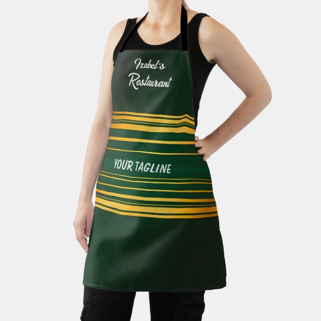 Linen Luxury Trendy Green Gold Texture Collection Apron (Insitu)