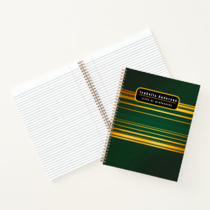 Linen Luxury Trendy Green Gold Texture Collection Notebook
