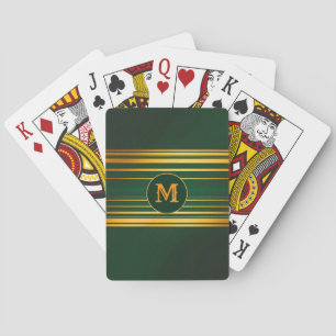 Linen Luxury Trendy Green Gold Texture Collection Playing Cards