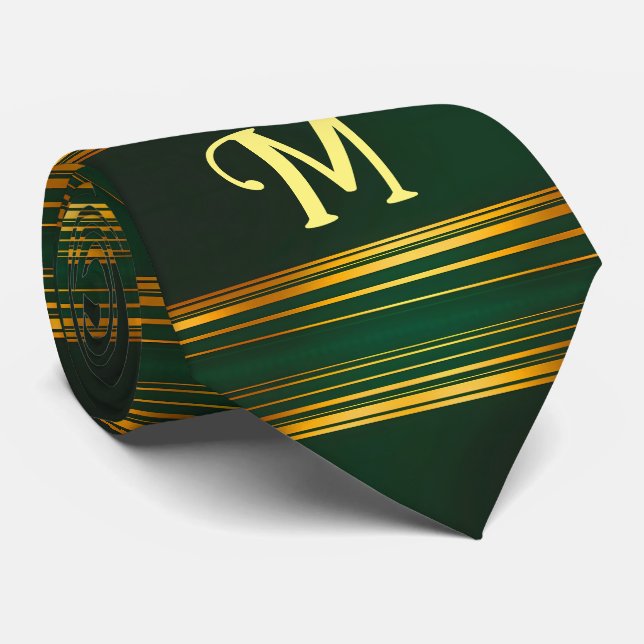 Linen Luxury Trendy Green Gold Texture Collection Tie (Rolled)