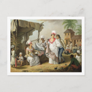 Linen Market, Roseau, Dominica, c.1780 (oil on can Postcard