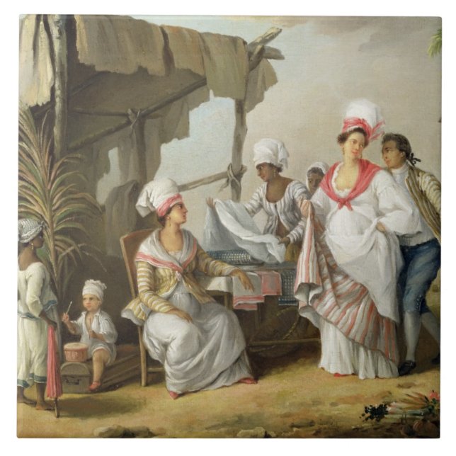 Linen Market, Roseau, Dominica, c.1780 (oil on can Tile (Front)
