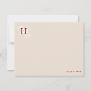 Linen & Marsala Stacked Initials Elegant Card