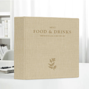 Linen Menu For Diner Cafe Bar Wedding Reception Binder