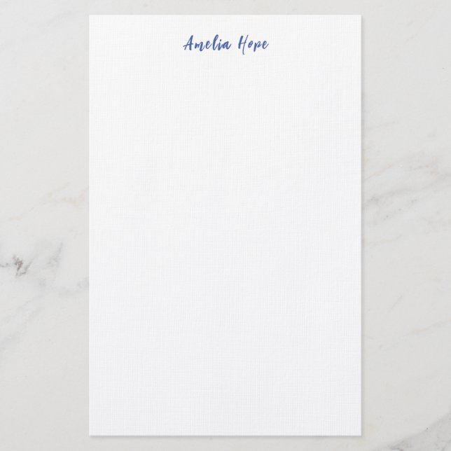 Linen Minimalist Professional Plain Your Name Stationery (Front)
