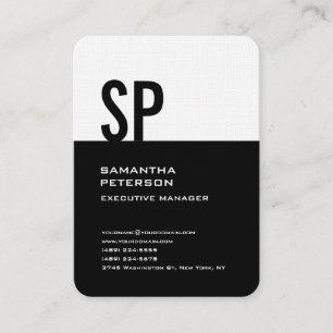 Linen Modern Monogram Black White Professional Business Card