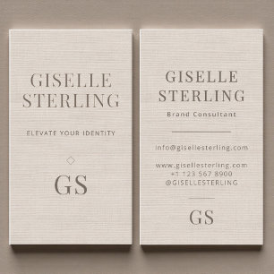 Linen Monogram Modern Elegant Minimalist Business Card