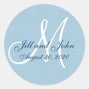 Linen Monogram Wedding Favour Sticker