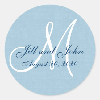 Linen Monogram Wedding Favour Sticker