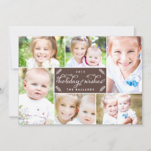 Linen Montage Holiday Photo Card - Brown
