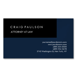 Linen Navy Blue Black Elegant Plain Professional Magnetic Business Card