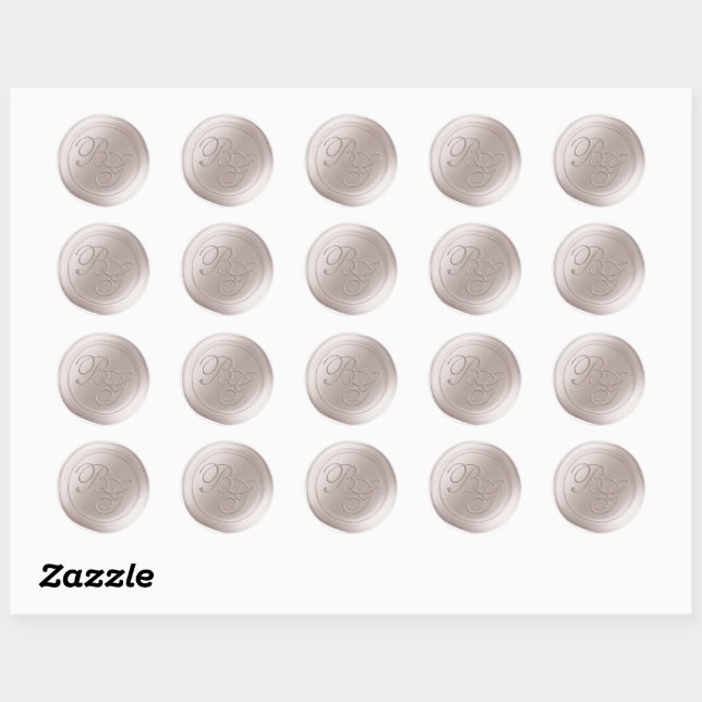 Linen Off-White Script Monogram Wax Seal Stickers (Sheet)