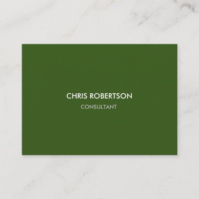Linen Paper Chubby Chic Modern Forest Green Colour Business Card (Front)