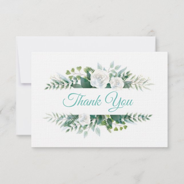 Linen Paper Flat Thank You Note Card (Front)