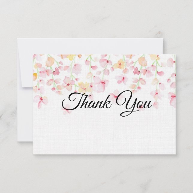 Linen Paper Flat Thank You Note Card (Front)