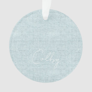 Linen Pastel Green Baby NAME Birthday Sweet Ornament